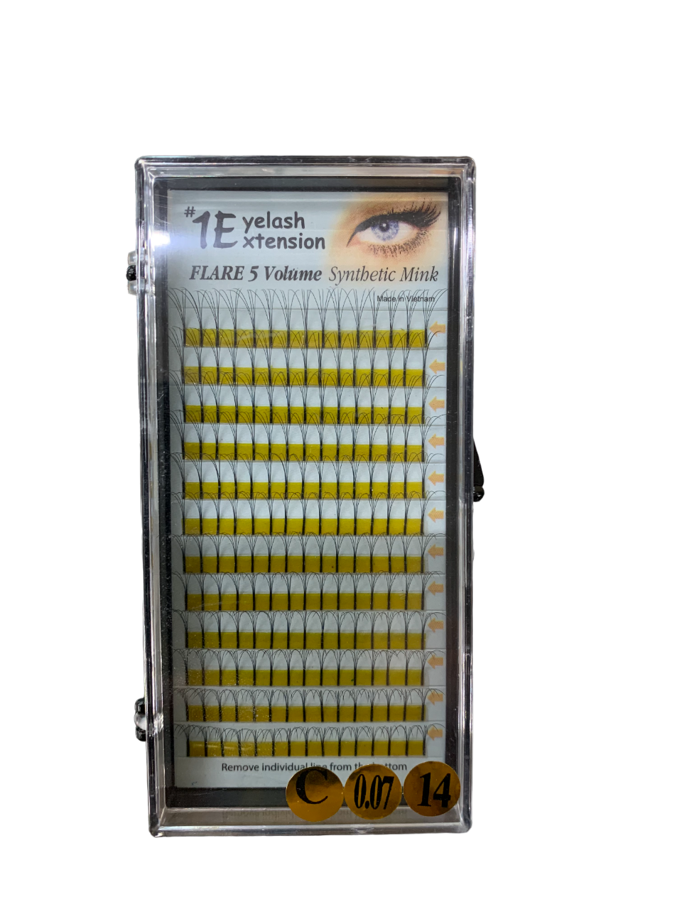 1E Eyelash Extension Flare 5 Volume Synthetic Mink C-0.07-14